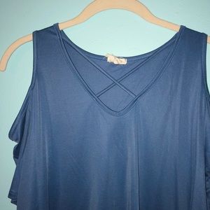 Blue cold shoulder top!!